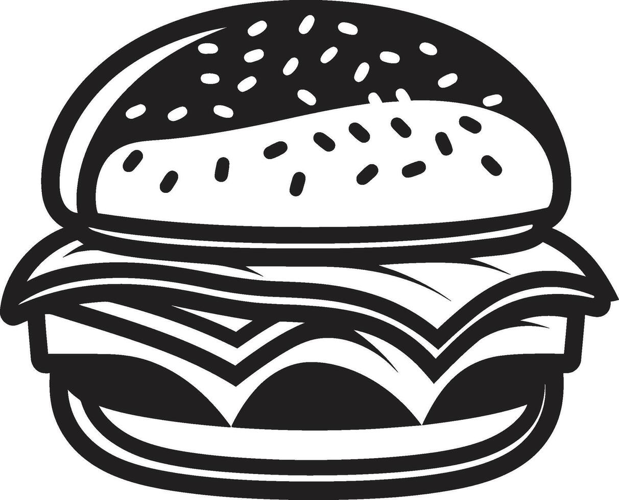 Iconic Burger Design Black Vector Emblem Sizzling Goodness Burger Icon