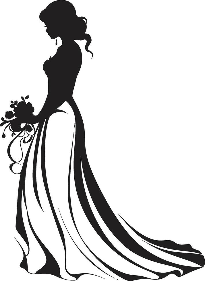 encantador matrimonial elegancia novia elegante nupcial belleza negro vector emblema