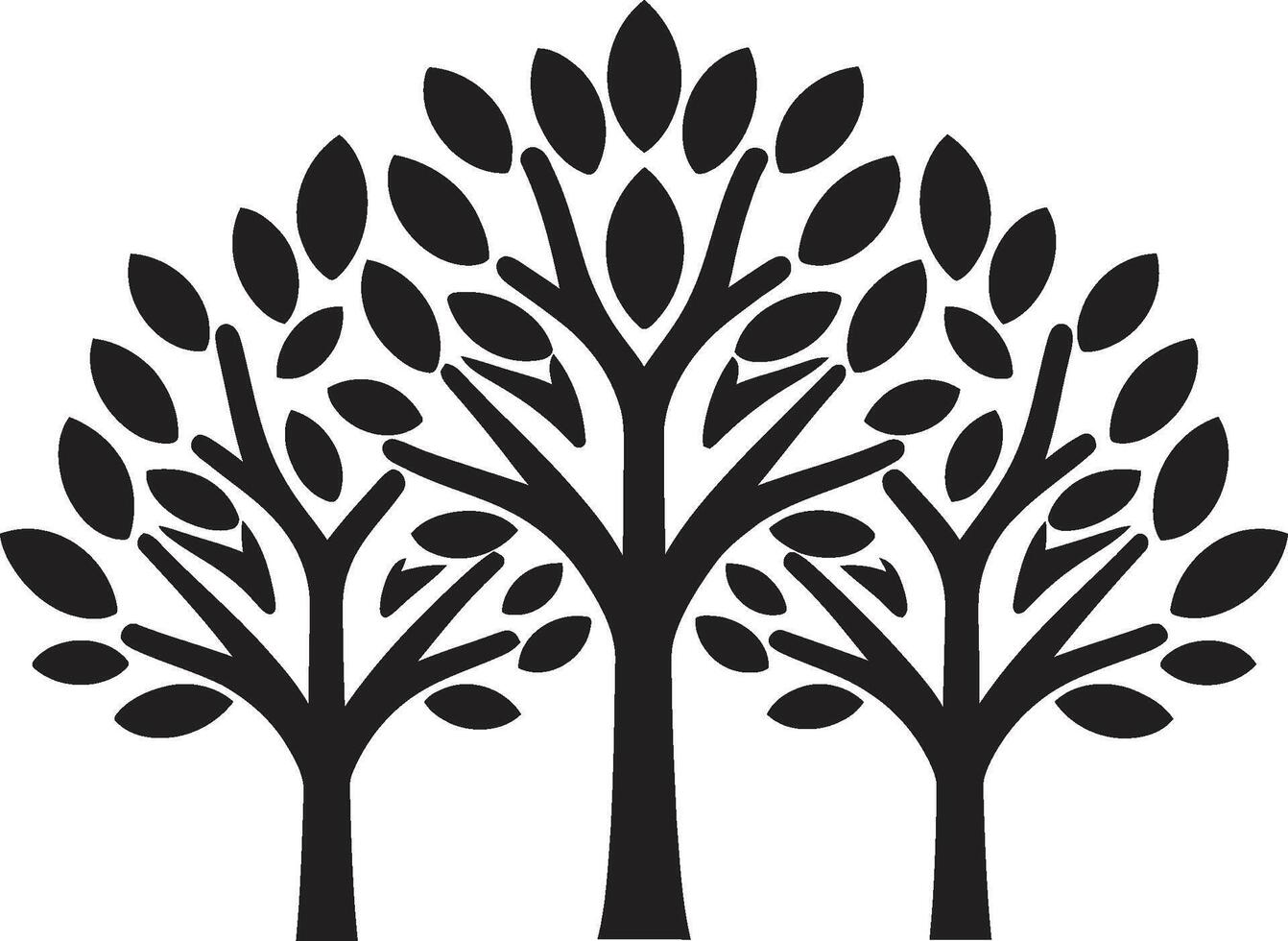 Rooted Symbol Tree Icon Emblem Blossom Badge Iconic Tree Vector