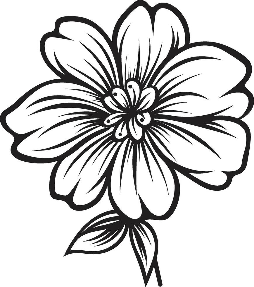 Singular Blossom Symbol Stylish Logo Artwork Chic Flower Impression Monochrome Vector Icon