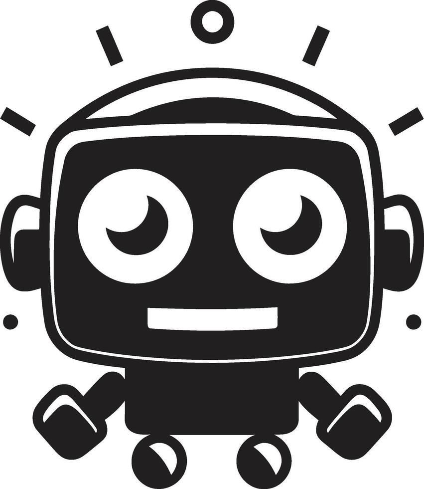 Mini Marvel Conversations Small Robot Logo Glyph Petite AI Wonder Black Chatbot Vector Insignia