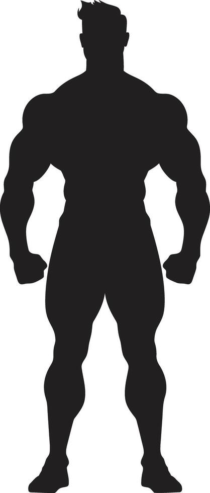 Monochrome Muscle Bodybuilders Iconic Vector Art Ebony Emblem Full Body Black Vector Icon