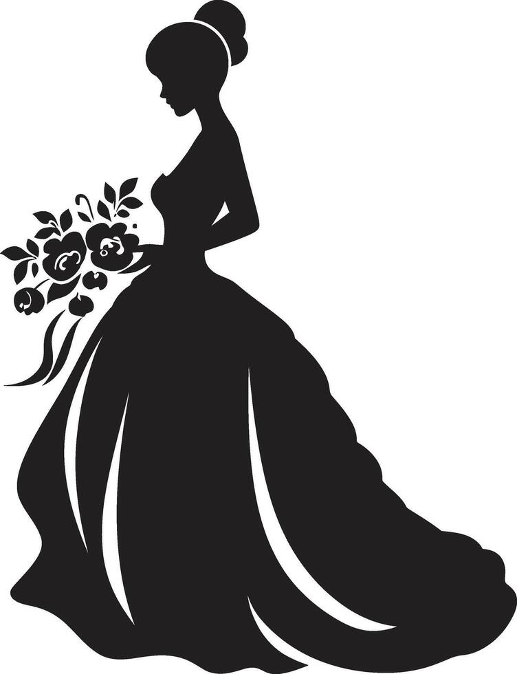 Bridal Aura Black Bride Emblem Ethereal Wedding Grace Black Vector