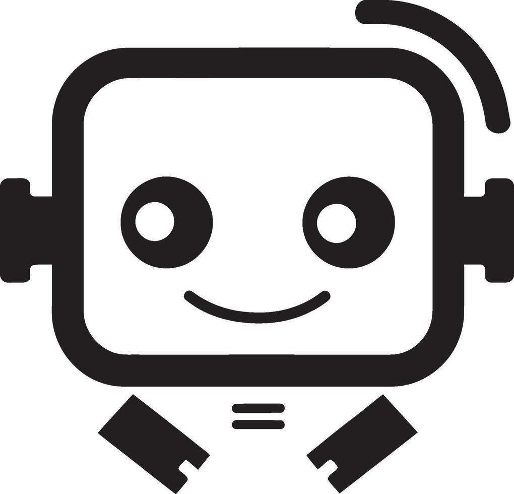 Digital Companion Small AI Glyph Mini AI Buddy Tiny Black Bot Design vector