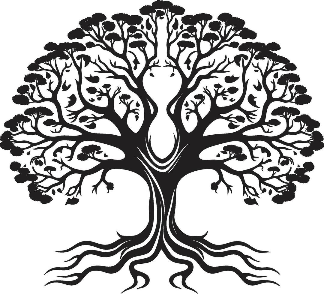 Ethereal Vector Oak Stylish Emblem Graceful Foliage Symbol Monochrome Logo