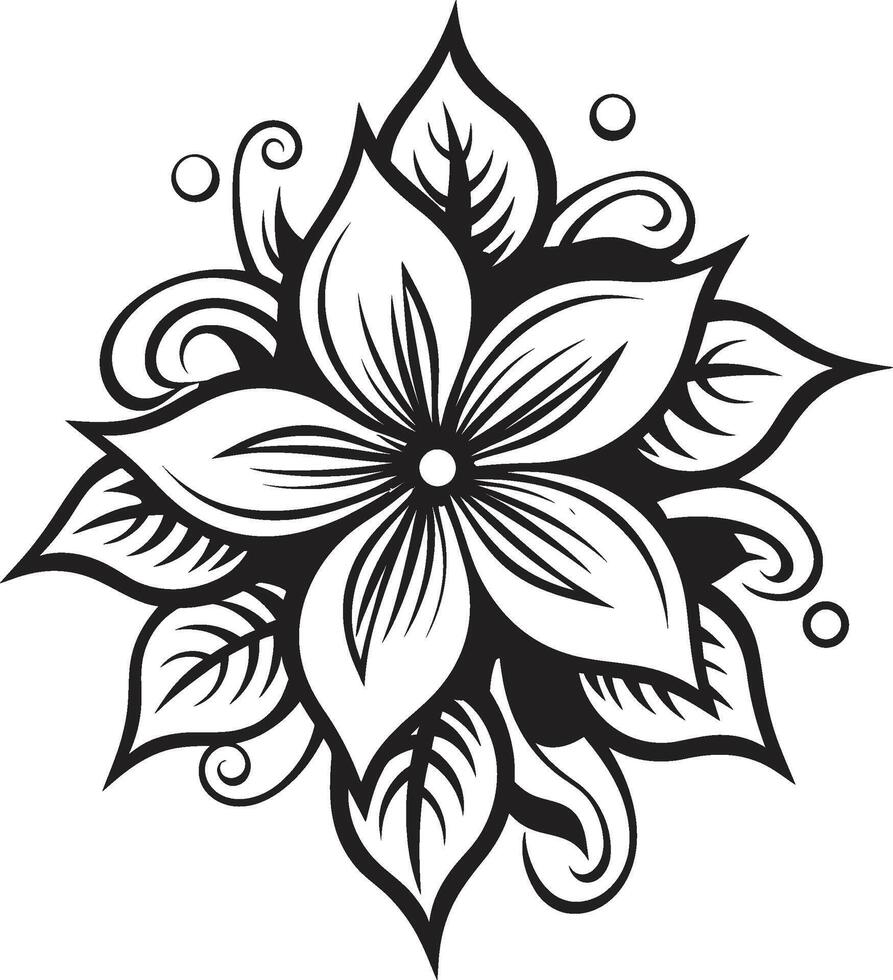 Elegant Floral Vector Monochrome Emblem Detail Sleek Bloom Emblem Iconic Monotone Detail
