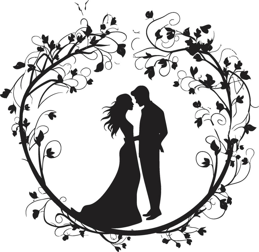 romántico floral asunto negro logo detalle elegante floreciente amor vector icónico marca