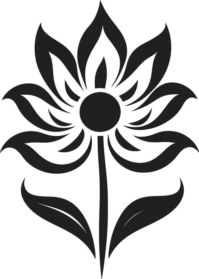 Graceful Flower Symbol Stylish Vector Mark Botanical Detail Emblematic Black Icon