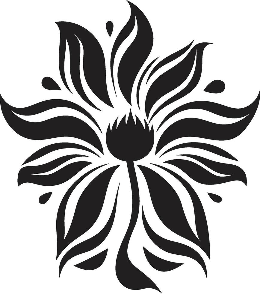 minimalista flor detalle negro emblemático diseño etéreo florecer emblema icónico vector detalle
