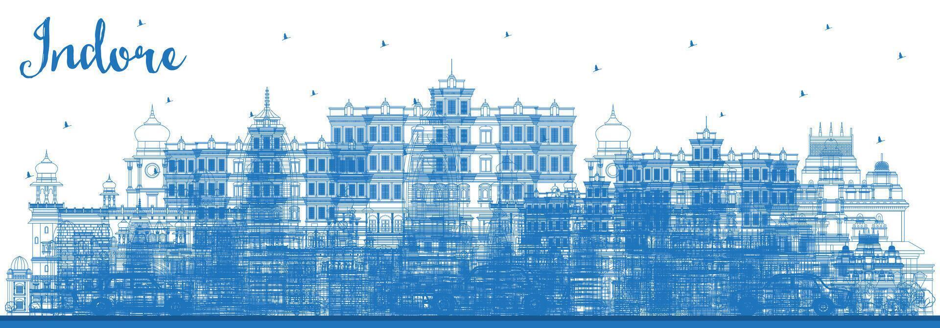 indorar India ciudad horizonte con gris edificios y azul cielo. negocio viaje y turismo concepto con histórico arquitectura. indorar madhya Pradesh paisaje urbano con puntos de referencia vector