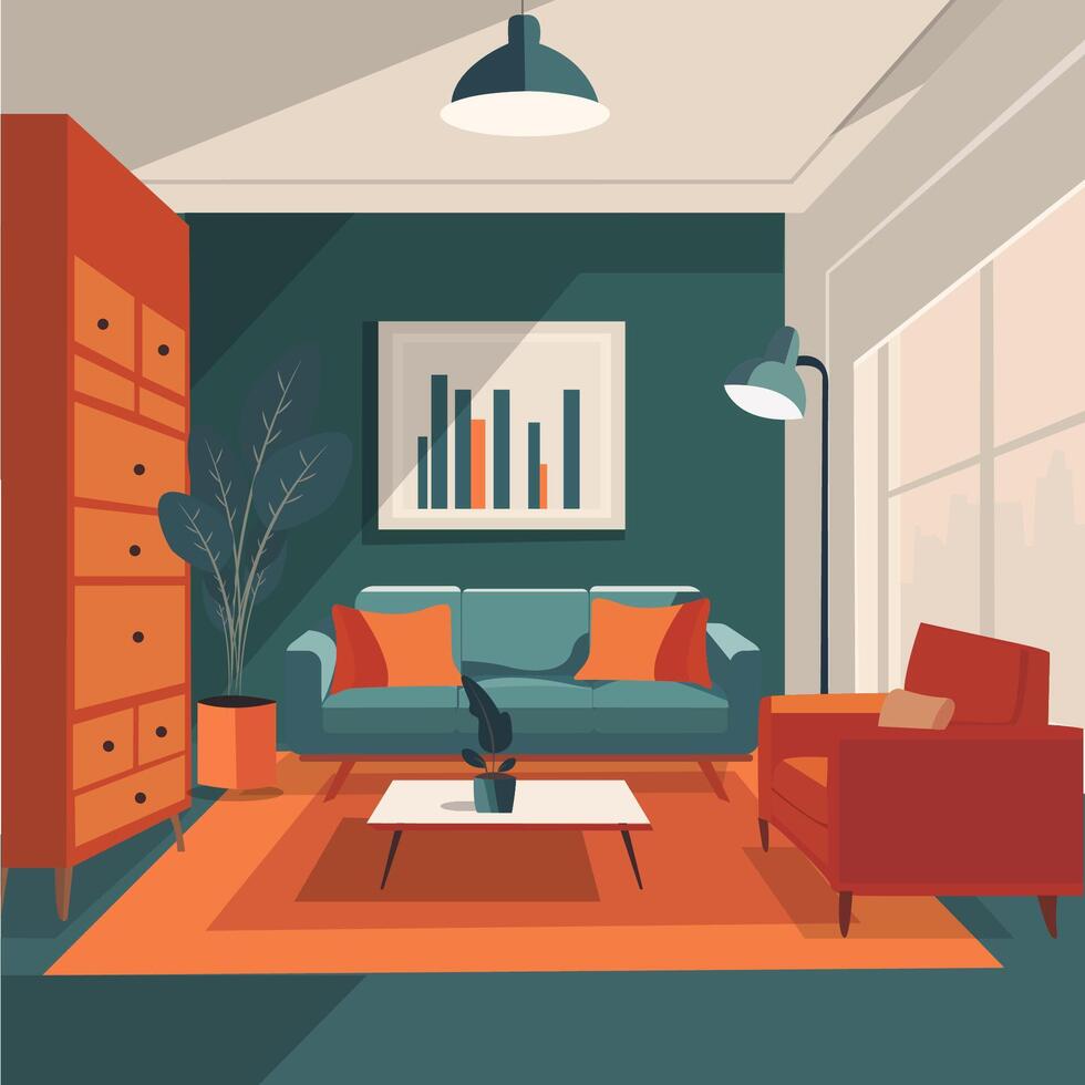 vivo habitación plano ilustración vector