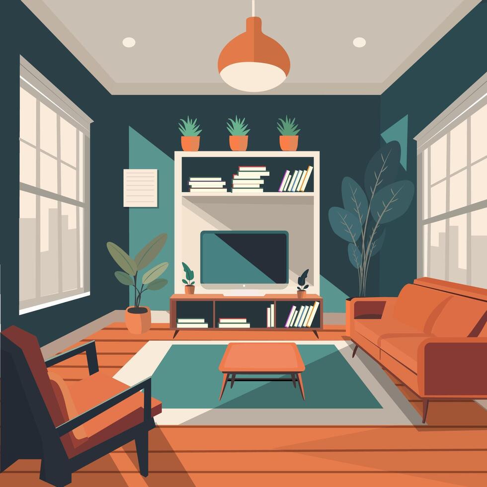 Living room flat illustration vector