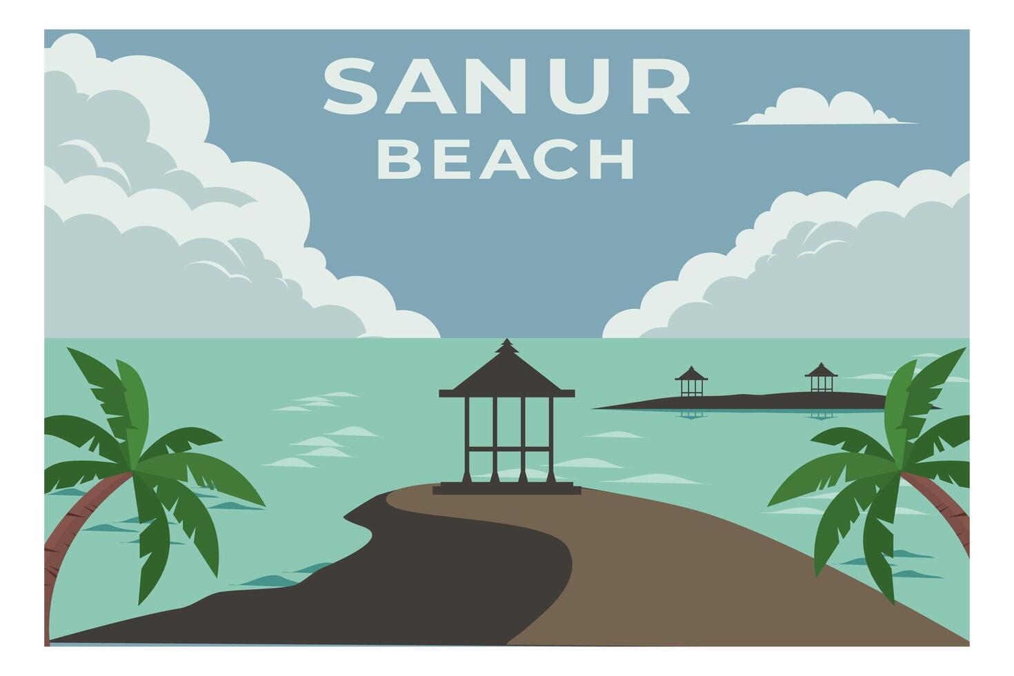 Sanur beach Indonesia Bali landscape vector