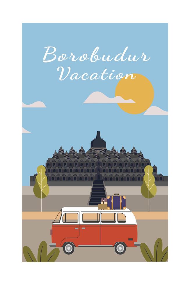 Borobudur vacation tourism vector