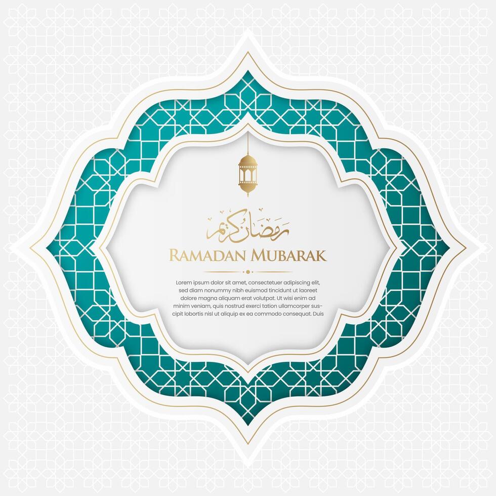 Ramadan Kareem Arabic Islamic Elegant White and Green Ornamental Background vector