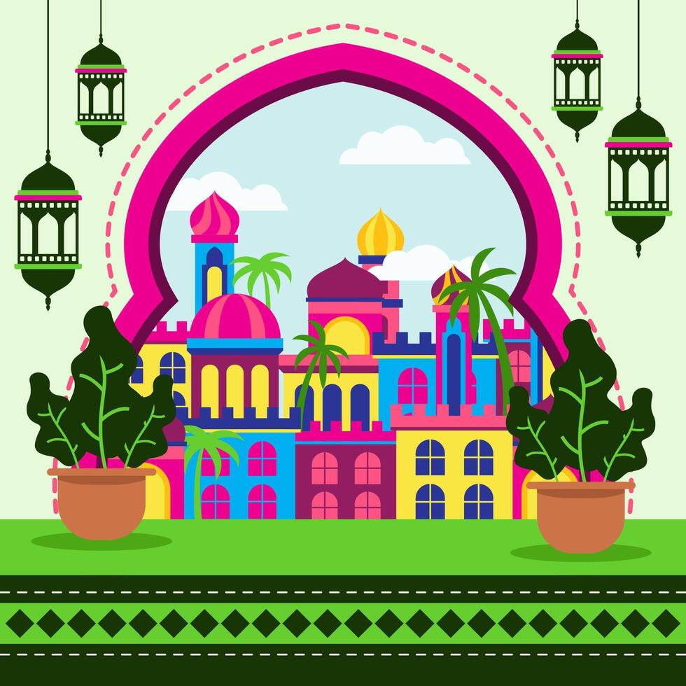 ramadan kareem flat design illustration vector