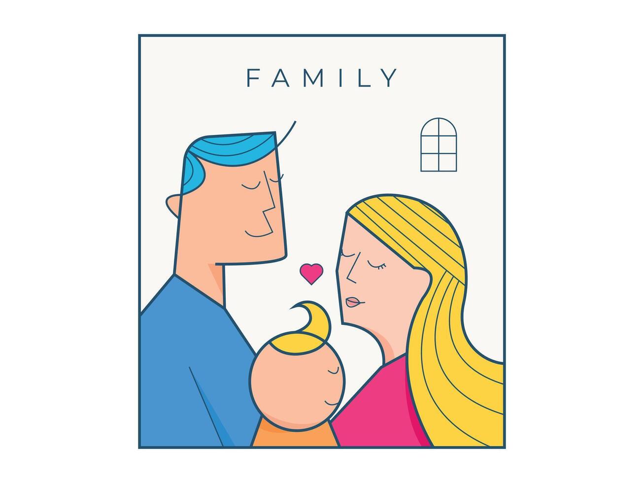 Family. Relationship parents. Happy parents and child in loving family vector