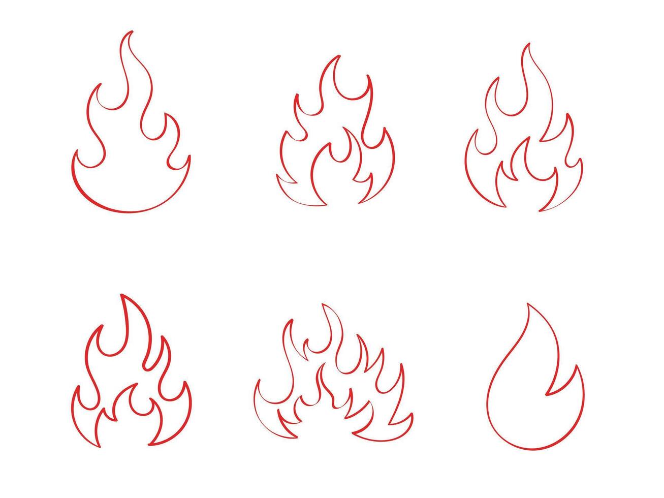 Fire. Red flame in abstract style vector hand drawn