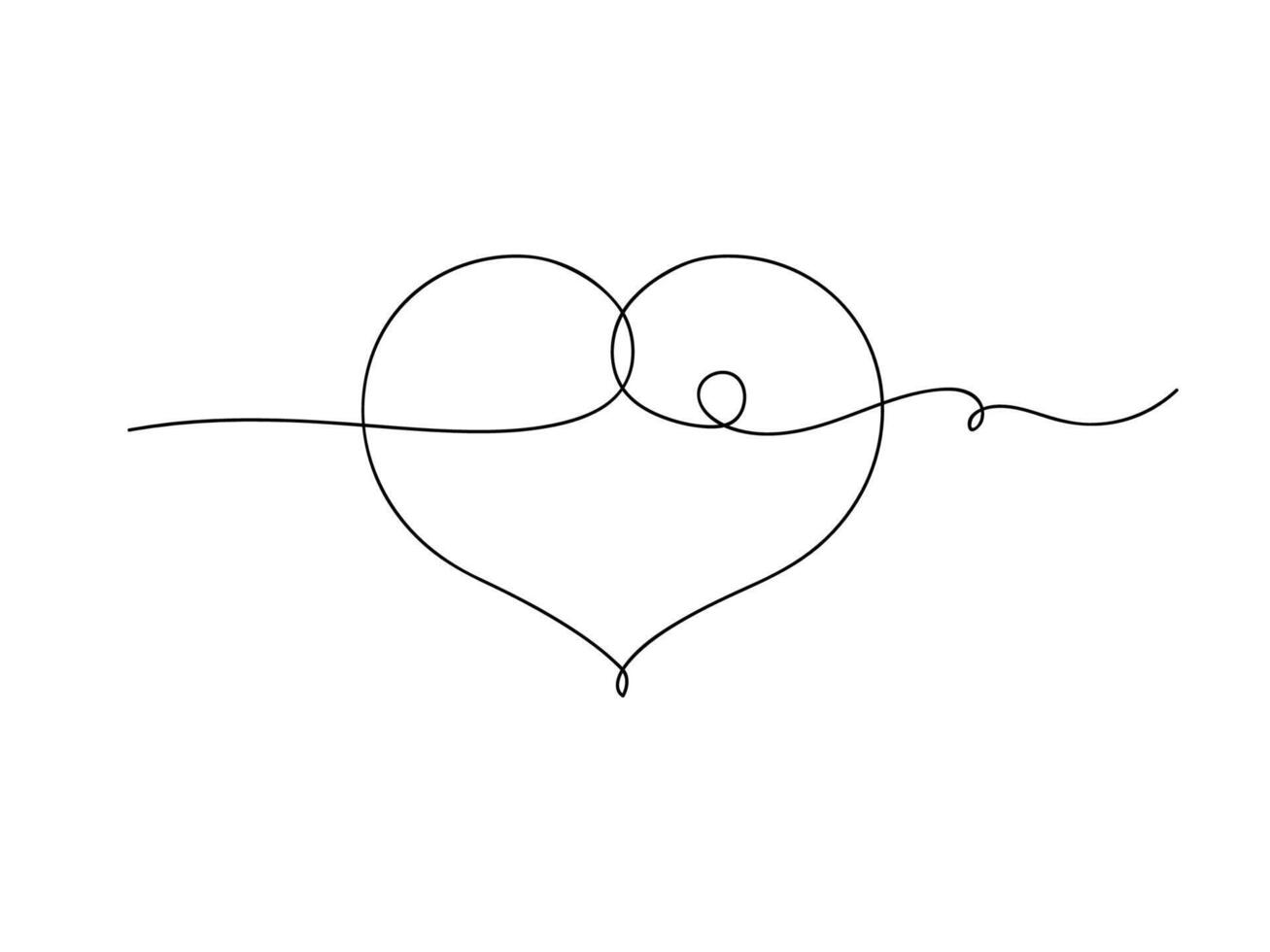 Abstract love heart symbol continuous one line art drawing. vector