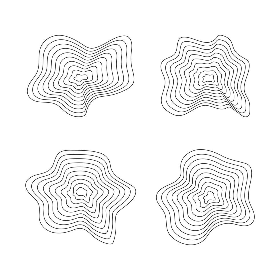 Abstract wavy geometric shapes isolated vector illustration.