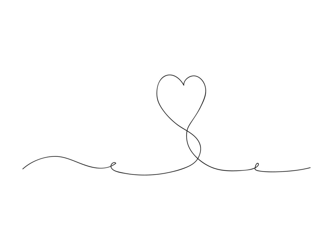 Continuous one line heart or love isolated vector illustration.