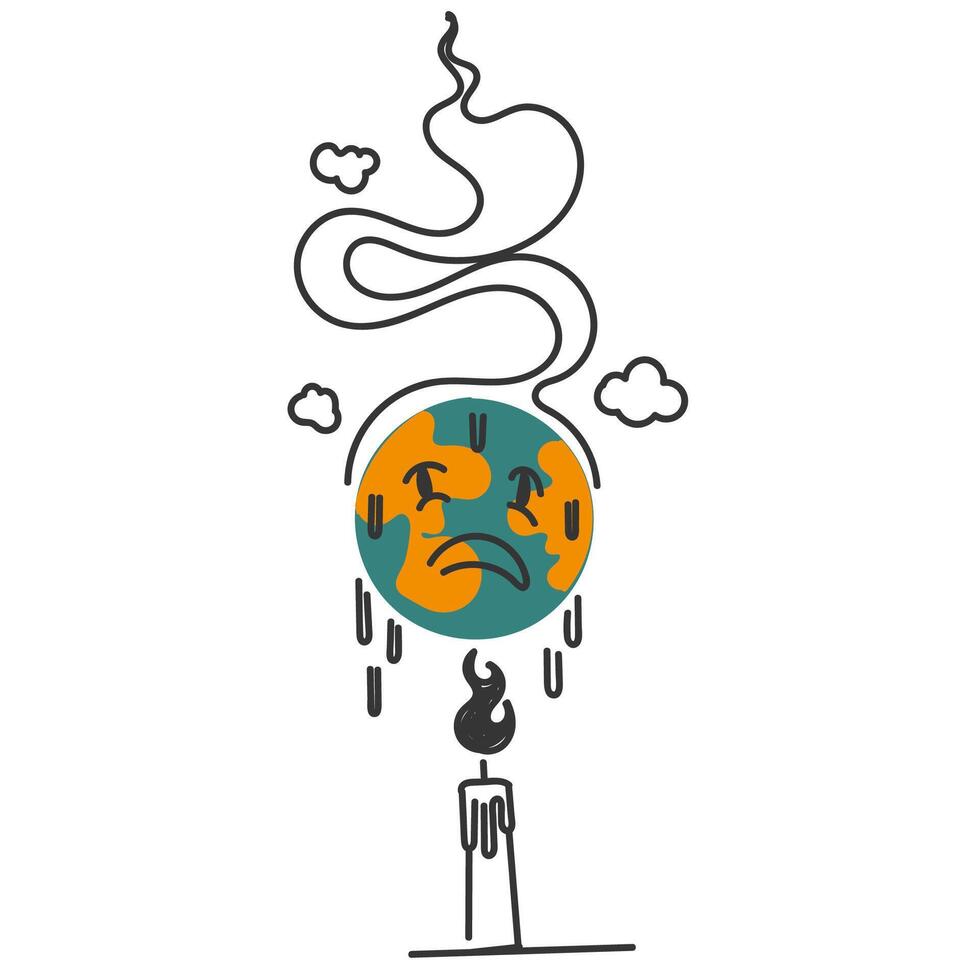 hand drawn doodle the earth burned with fire illustration vector