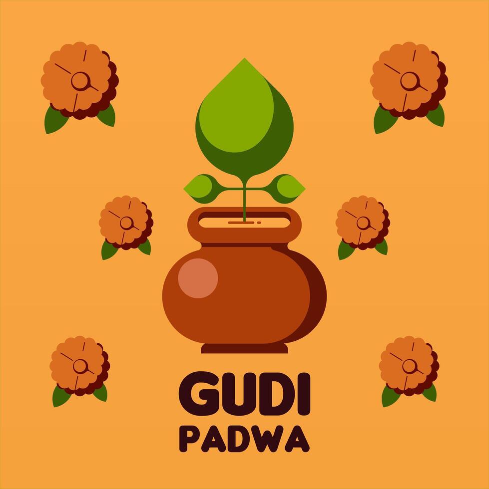 Happy gudi padwa web banner background illustratrion vector
