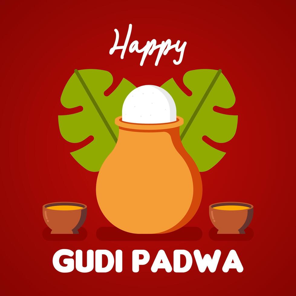 Happy gudi padwa web banner background illustratrion vector