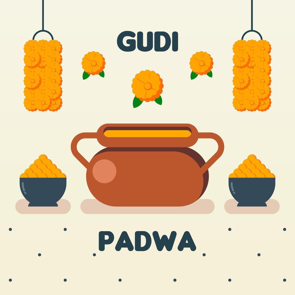 Happy gudi padwa web banner background illustratrion vector