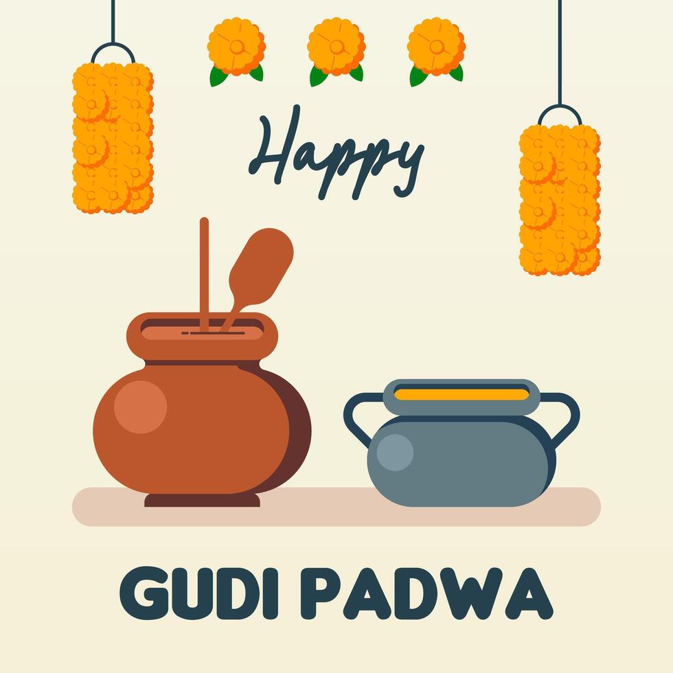 contento gudi Padwa web bandera antecedentes ilustracion vector