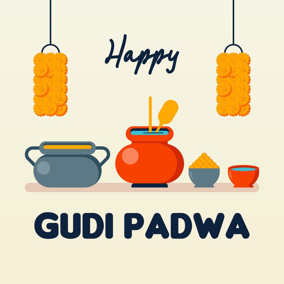 Happy gudi padwa web banner background illustratrion vector
