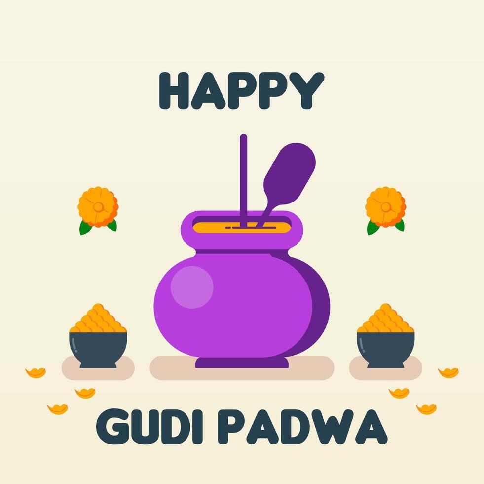 contento gudi Padwa web bandera antecedentes ilustracion vector