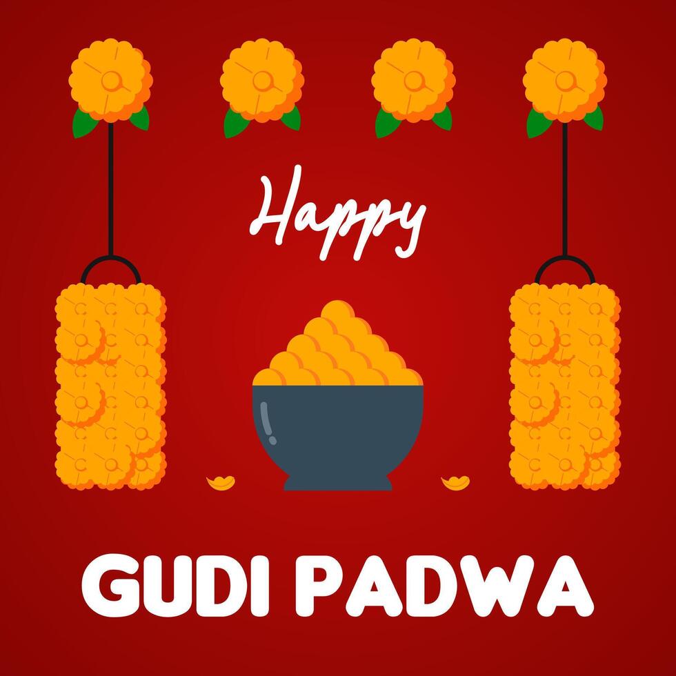 Happy gudi padwa web banner background illustratrion vector