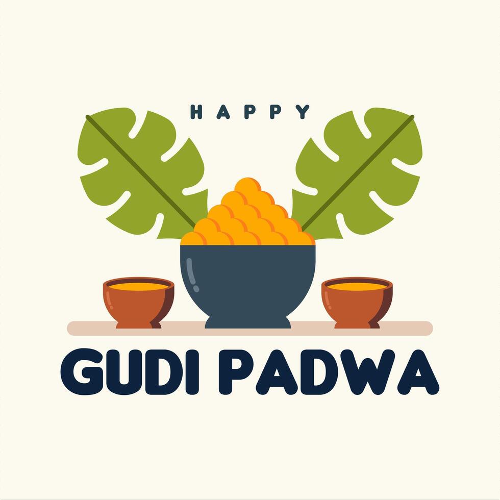 Happy gudi padwa web banner background illustratrion vector