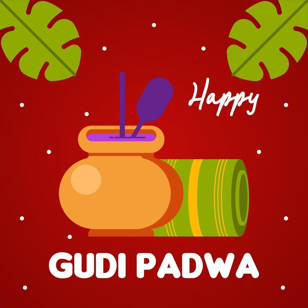 Happy gudi padwa web banner background illustratrion vector