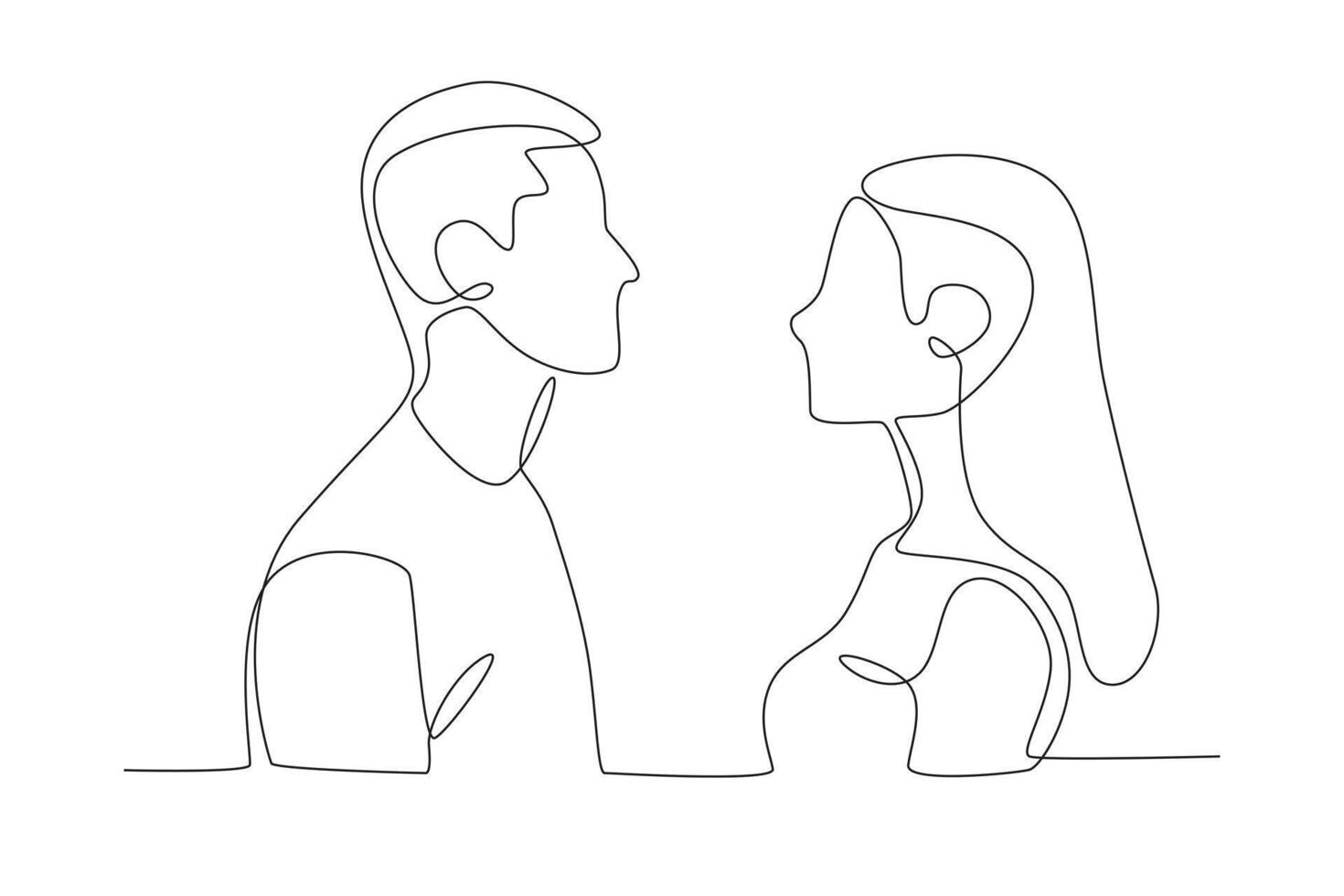 Aesthetic style couple photo facing each other vector