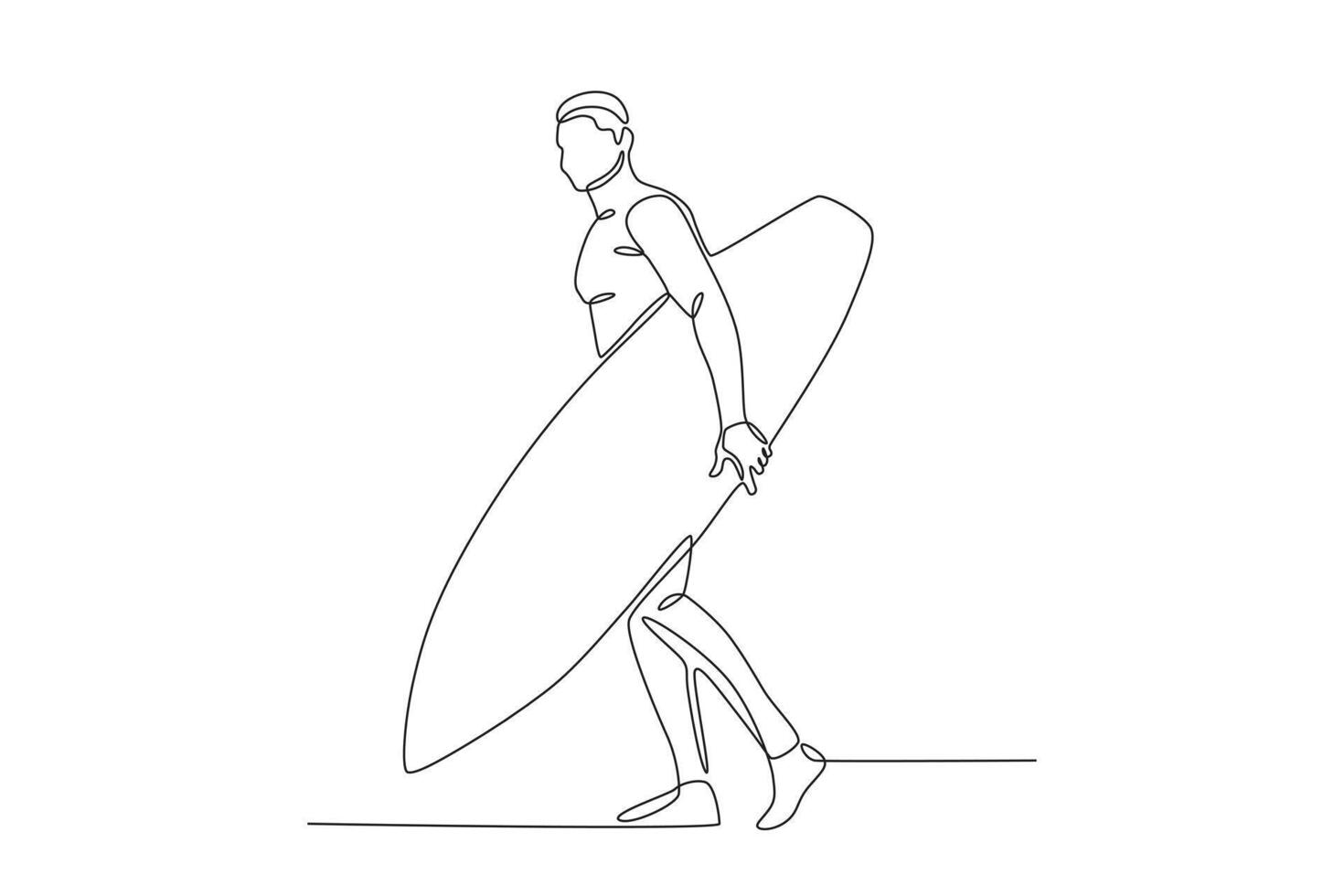 A man brings a surfboard to the beach vector