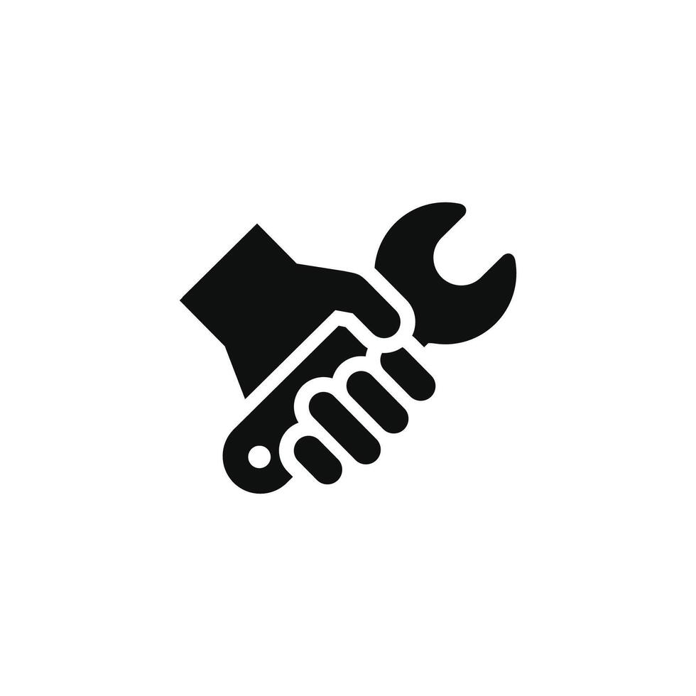 Hand holding wrench icon isolated on white background vector