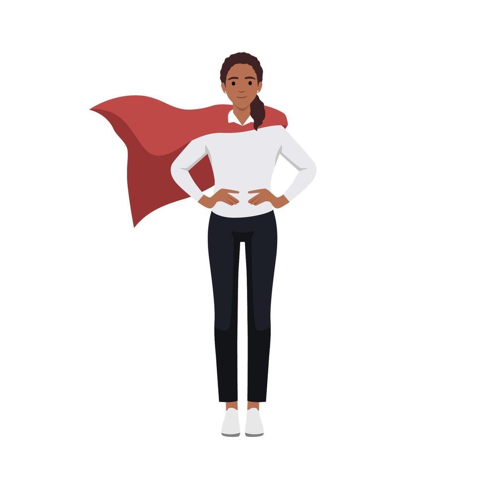 Young Super Business Woman office manager in superhero costume. vector