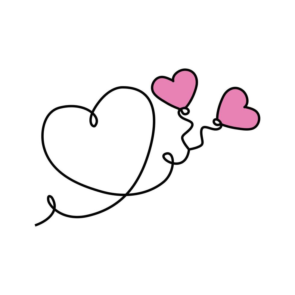 Continuous one line drawing of heart shaped love and valentine's day concept line art illustration vector