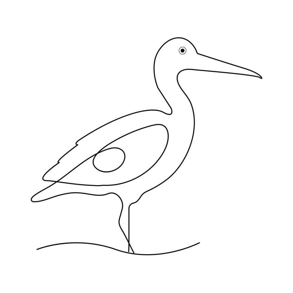 continuous one line drawing of Flamingo tropical bird and world wildlife day single line art illustration vector