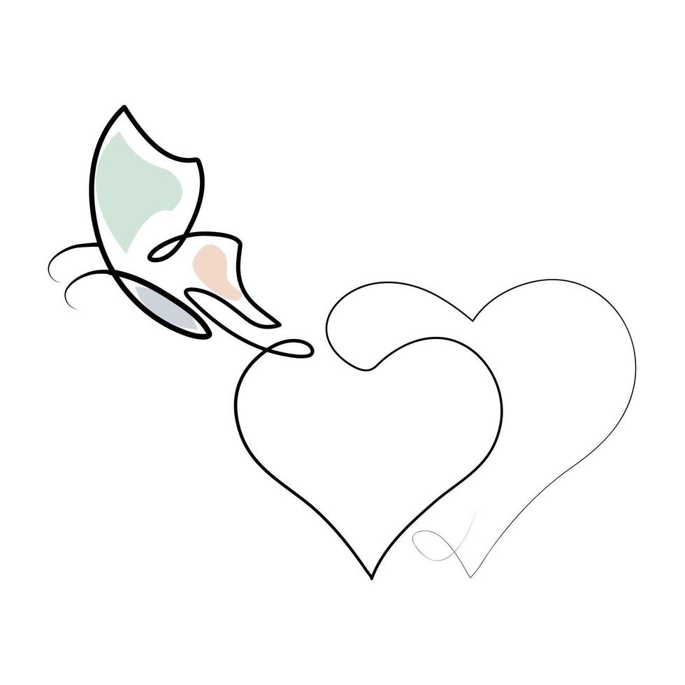 continuo uno línea dibujo de corazón conformado amor y San Valentín día concepto línea Arte ilustración vector