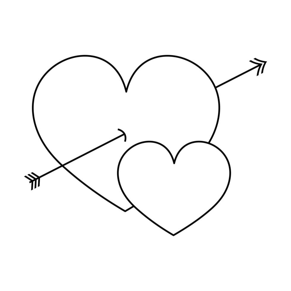 continuo uno línea dibujo de corazón conformado amor y San Valentín día concepto línea Arte ilustración vector