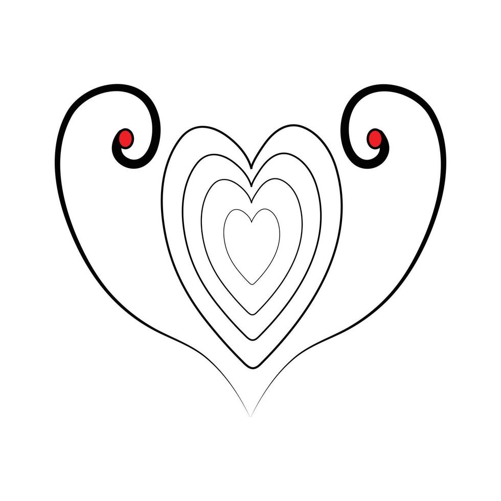 continuo uno línea dibujo de corazón conformado amor y San Valentín día concepto línea Arte ilustración vector