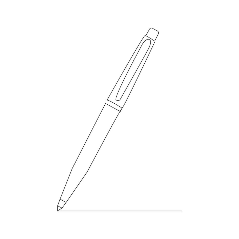 pen writing in continuous line drawing . Pencil symbol of study and education concept in simple linear style. Contour icon. Doodle vector illustration