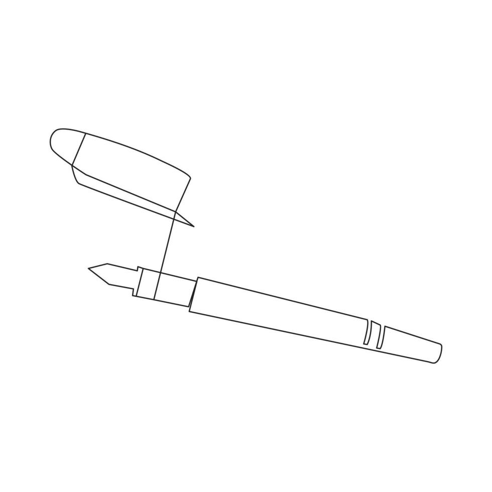 pen writing in continuous line drawing . Pencil symbol of study and education concept in simple linear style. Contour icon. Doodle vector illustration