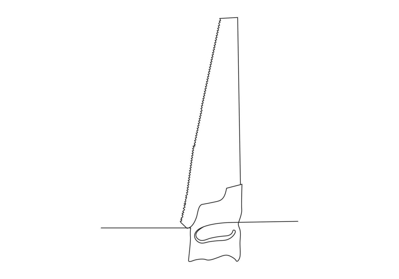 Hand Saw in Continuous line drawing. One line drawing background. Vector illustration. hacksaw continuous line icon