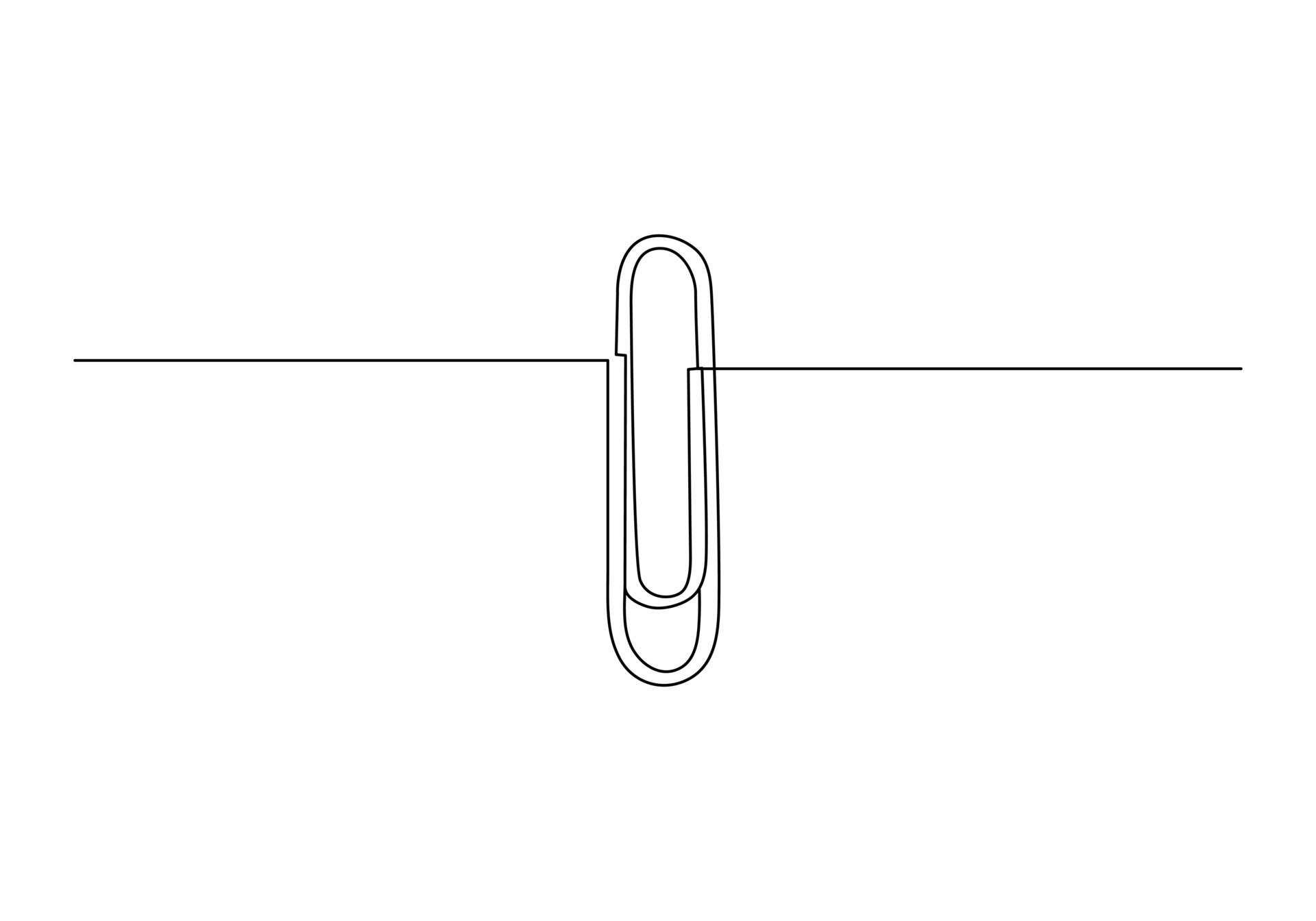 Paper clip in Continuous one single line drawing. Stationery item