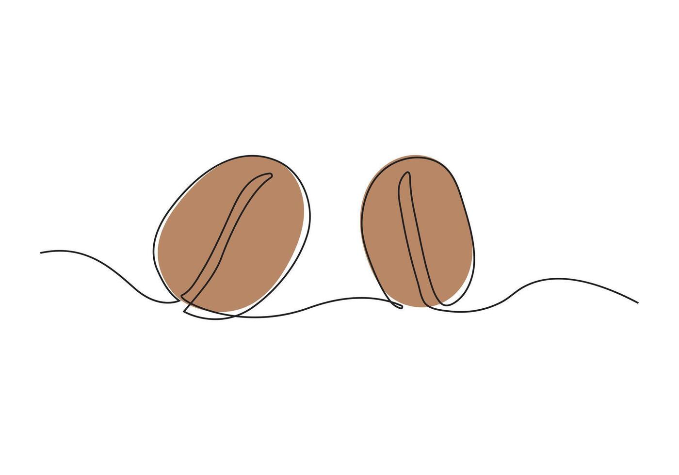 Coffee beans in Continuous line art vector illustration. Roasted coffee beans free
