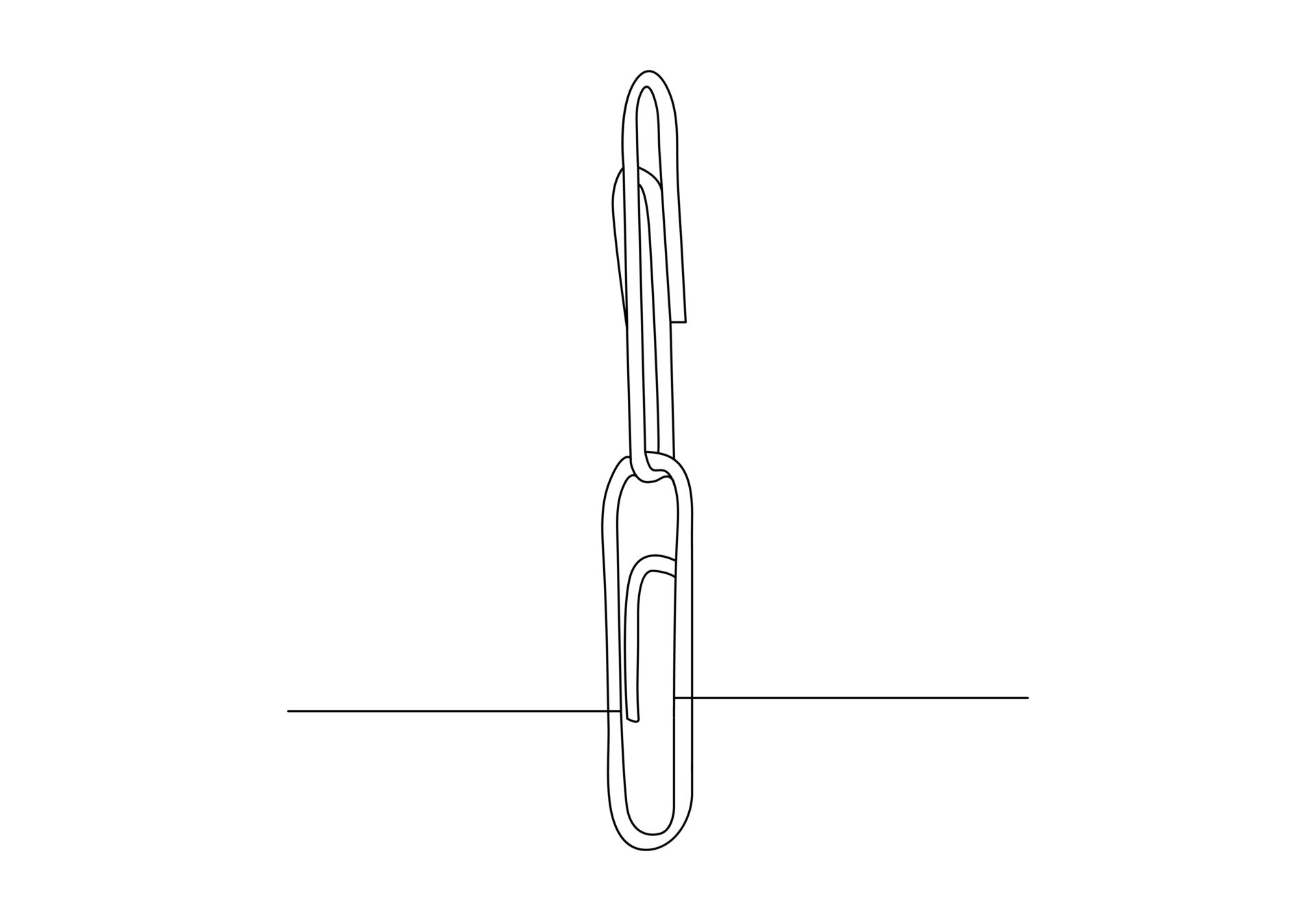 Paper clip in Continuous one single line drawing. Stationery item